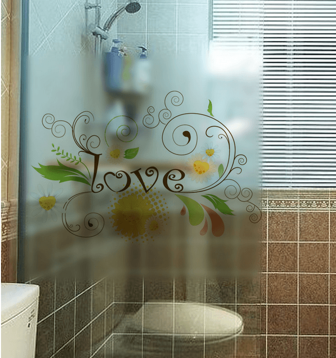 Decal dán kính chữ love