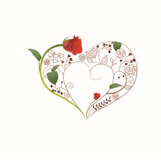 Decal dán kính cành hồng tình yêu