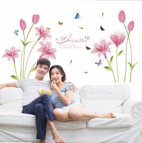 Decal hoa anh thảo hồng
