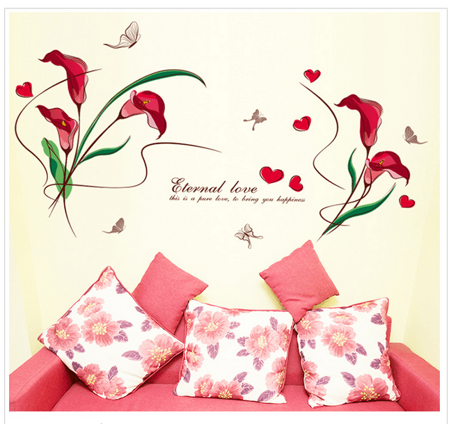 Decal hoa hồng môn đỏ 2