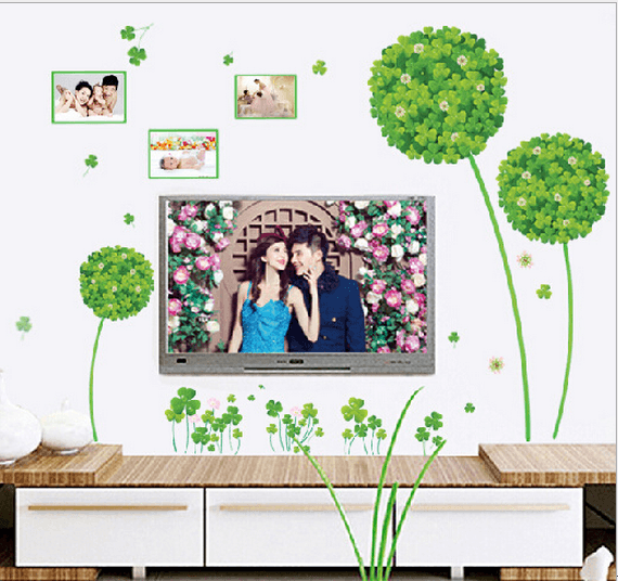 Decal dán tường tú cầu xanh 