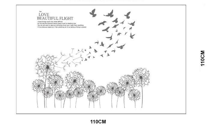 Decal dán tường hoa bồ công anh đen 4