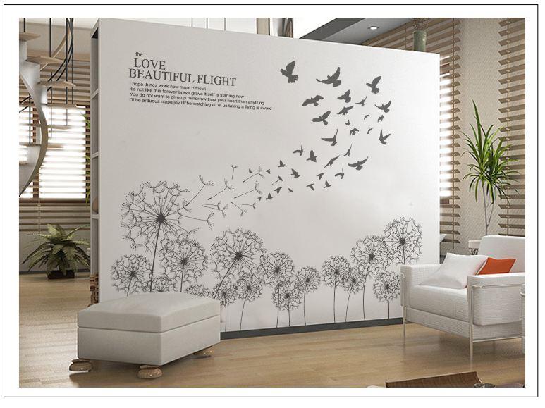 Decal dán tường hoa bồ công anh đen 4