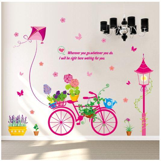 Decal xe đạp hoa 2
