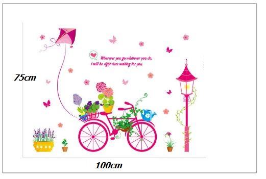 Decal xe đạp hoa 2