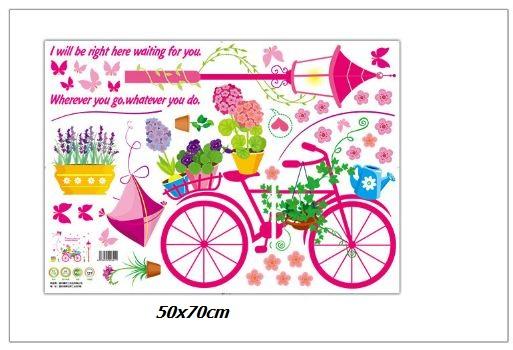 Decal xe đạp hoa 2