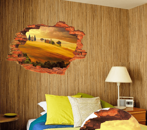Decal 3D dáng tường Cửa sổ nắng chiều mẫu 3