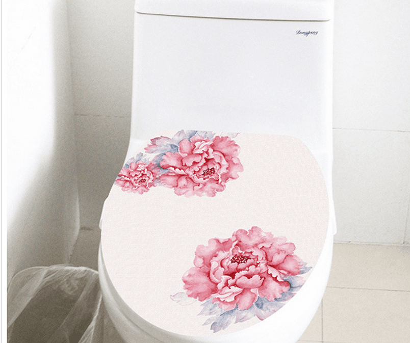 Dán toilet hoa mẫu đơn