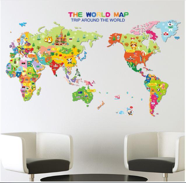 Decal dán tường bản đồ thế giới 2