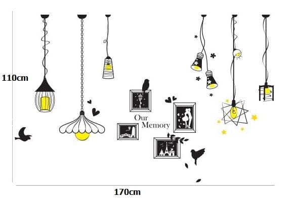 Decal dán tường chùm đèn photo