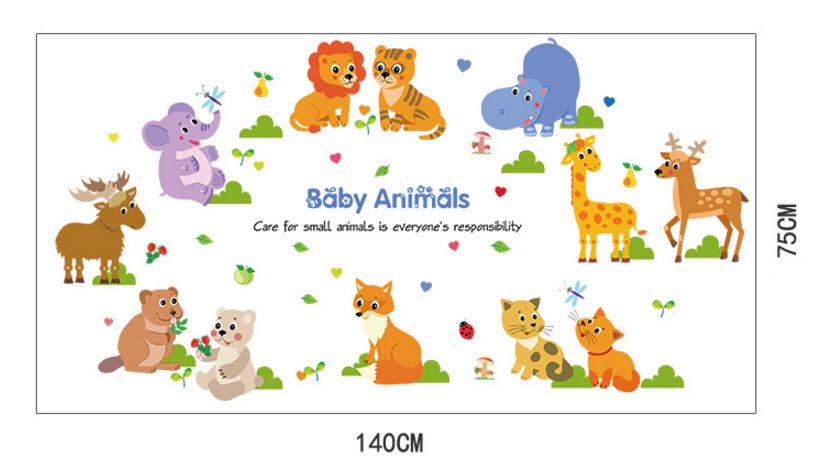 Decal dán tường vườn thú baby animals