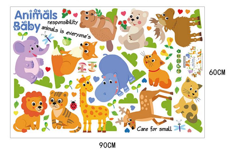 Decal dán tường vườn thú baby animals