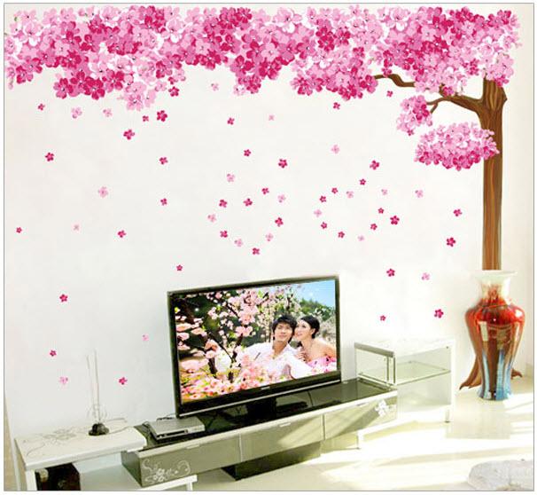 Decal cây đào hồng 4