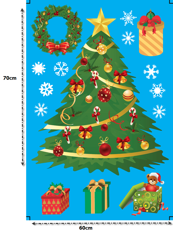 Decal dán tường Cây thông Noel xanh 2 (nền trắng đục)
