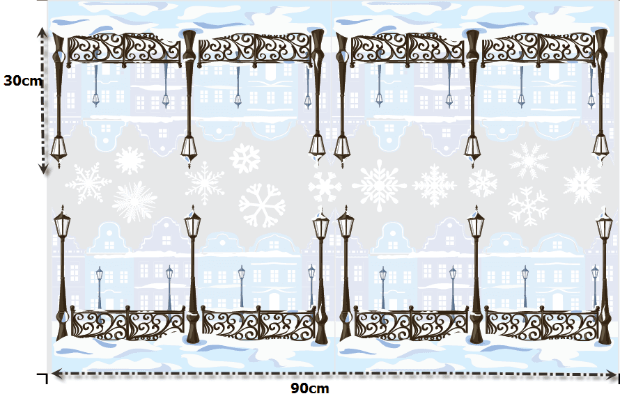 Decal dán tường Cột đèn đêm Noel (nền trắng đục)