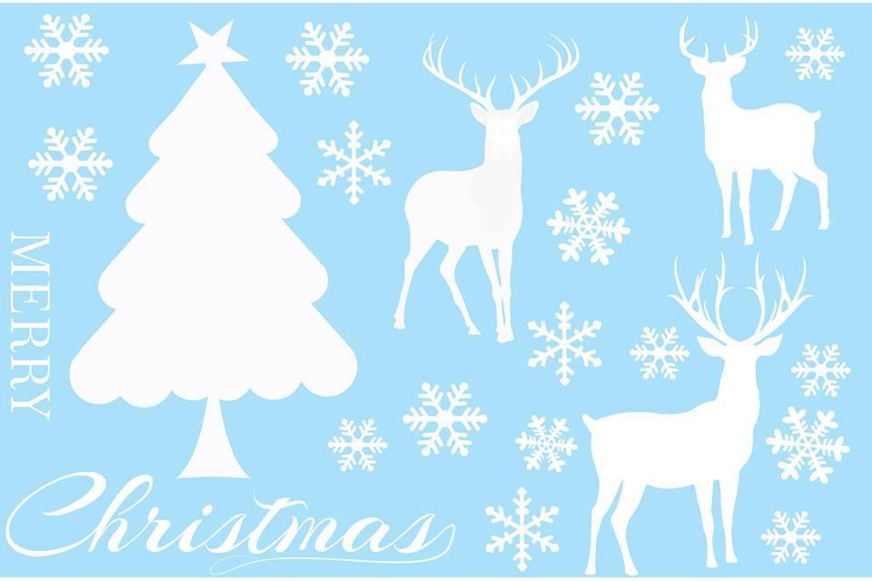 Decal dán tường Cây thông Noel và tuần lộc