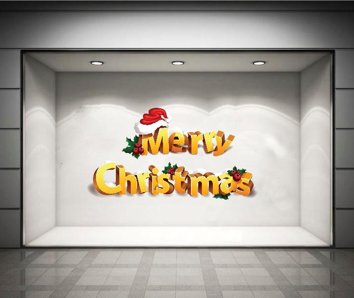 Decal dán tường Merry Christmas và nón Noel 2