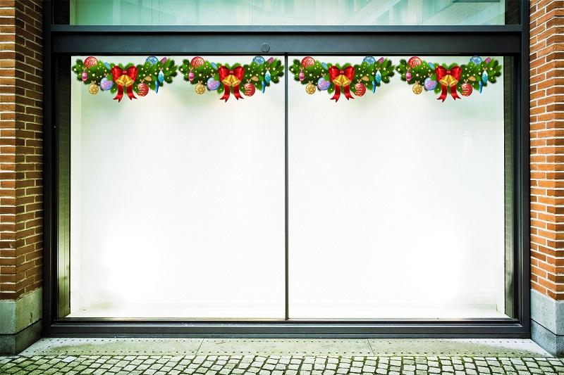 Decal dán tường dây thông Noel và chuông vàng 5