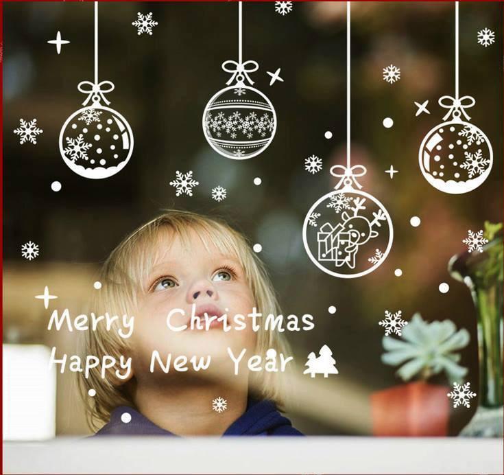 Decal dán tường Quả cầu đêm noel 2 (nền trắng đục )