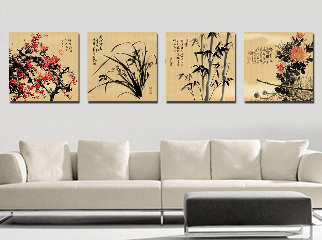 Bộ tranh tứ quý đào cúc trúc lan