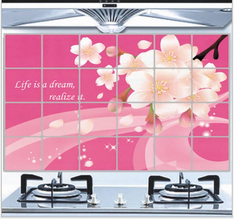 Decal dán bếp cành hoa size 60x90cm