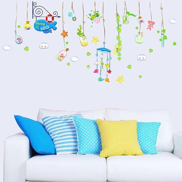 Decal dán tường chai thủy sinh 3