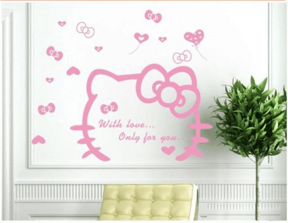 Decal dán tường Kitty kute hình lớn đủ màu