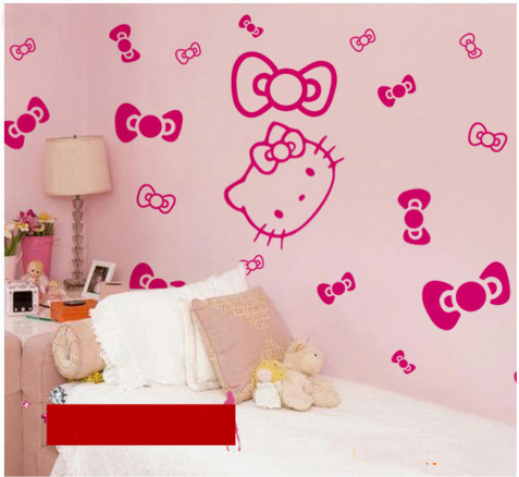 Decal dán tường Kitty và nơ xinh