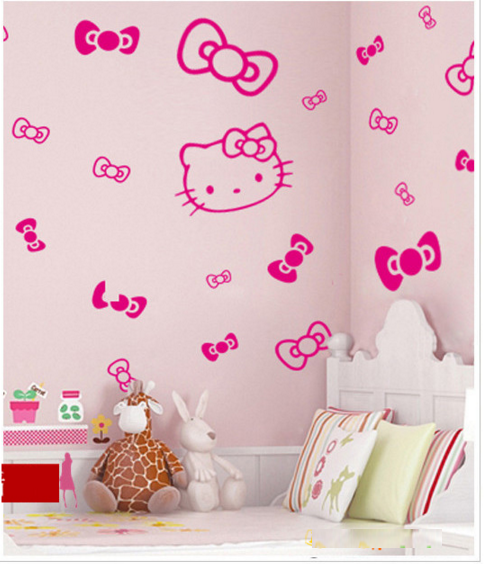 Decal dán tường Kitty và nơ xinh