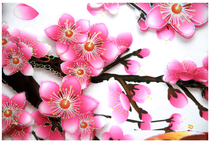Decal dán tường hoa anh đào 3D 