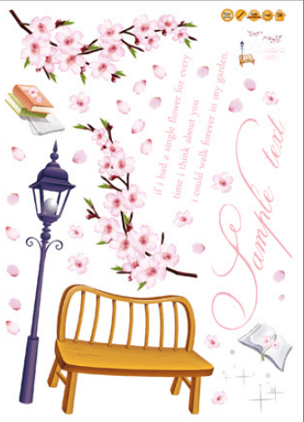 Decal dán tường vườn hoa đào