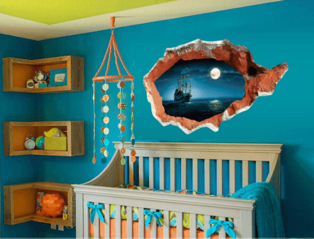Decal hiệu ứng 3D tàu dưới trăng