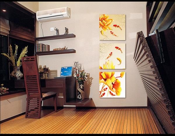 Tranh treo tường hoa sen và cá vàng (LA)