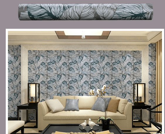 Giấy decal cuộn họa tiết lá xanh đen