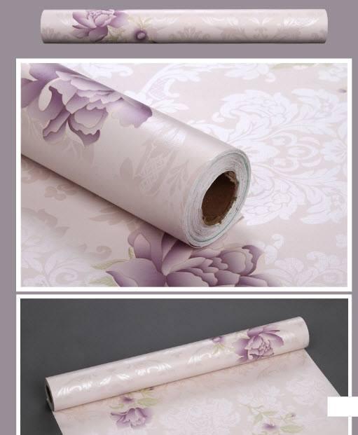 Giấy decal cuộn hoa mẫu đơn tím
