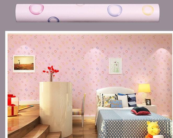 Giấy decal cuộn hoa tiết tròn nền hồng