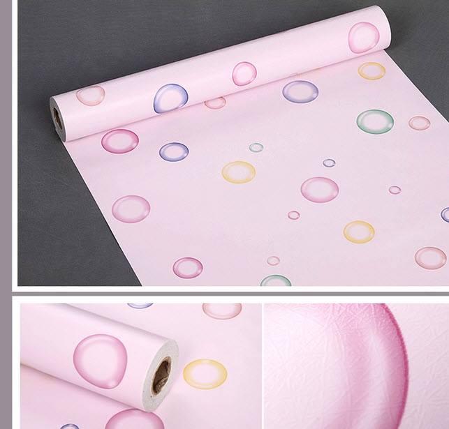 Giấy decal cuộn hoa tiết tròn nền hồng