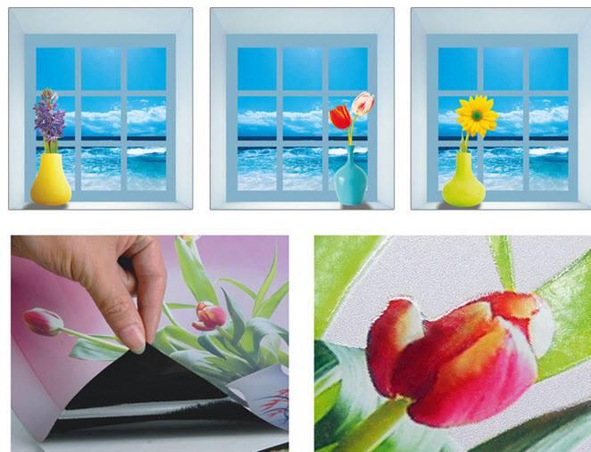 Bộ 3 tranh phong thủy cửa sổ biển