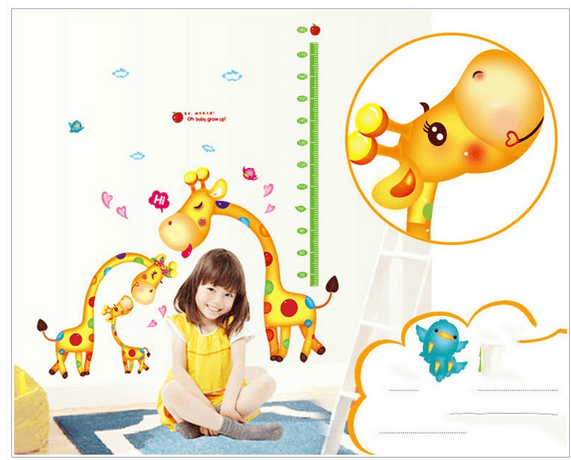 Decal dán tường thước đo gia đình hươu con
