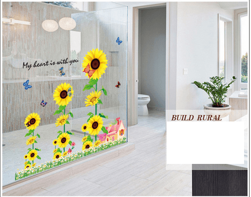Decal dán tường khu vườn hướng dương 3D