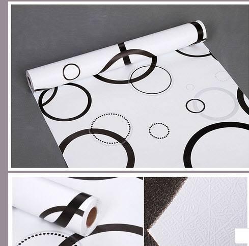 Giấy decal cuộn vòng tròn trắng đen