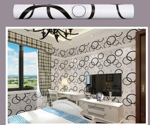 Giấy decal cuộn vòng tròn trắng đen