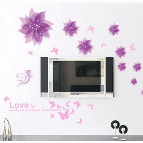 Decal dán tường họa tiết hoa tím