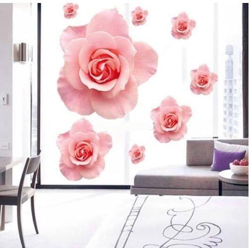 Decal dán tường hoa hồng tạo cảm giác 3D