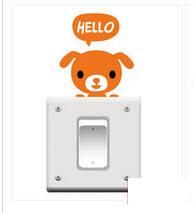 Decal dán ổ điện cún con màu cam