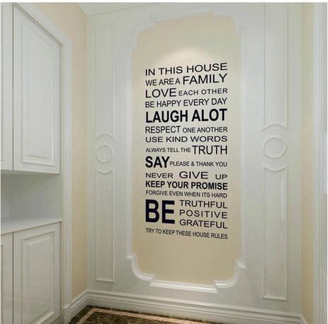 Giấy decal dán tường chữ trắng đen (In This house)