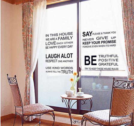 Giấy decal dán tường chữ trắng đen (In This house)