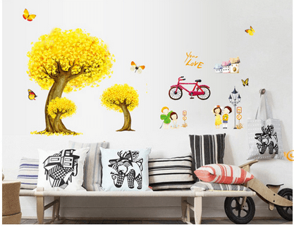 Decal dán tường công viên mùa thu 2D