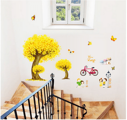Decal dán tường công viên mùa thu 2D