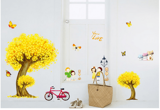 Decal dán tường công viên mùa thu 2D